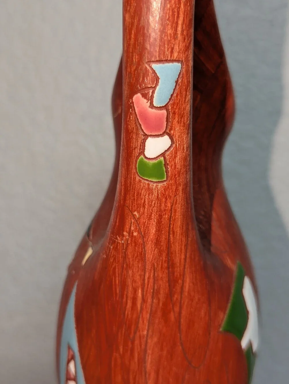 VTG MCM Keramos Israel Pottery Pitcher Vase Signed Israel Taub 13.5